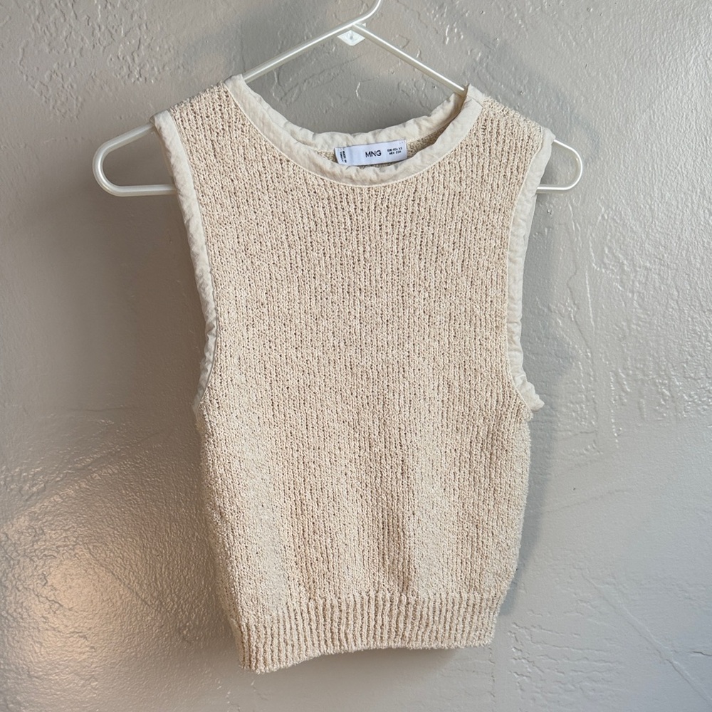 Cream Sleeveless Knit Tank Top